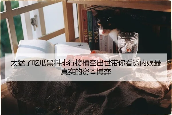 太猛了吃瓜黑料排行榜横空出世带你看透内娱最真实的资本博弈